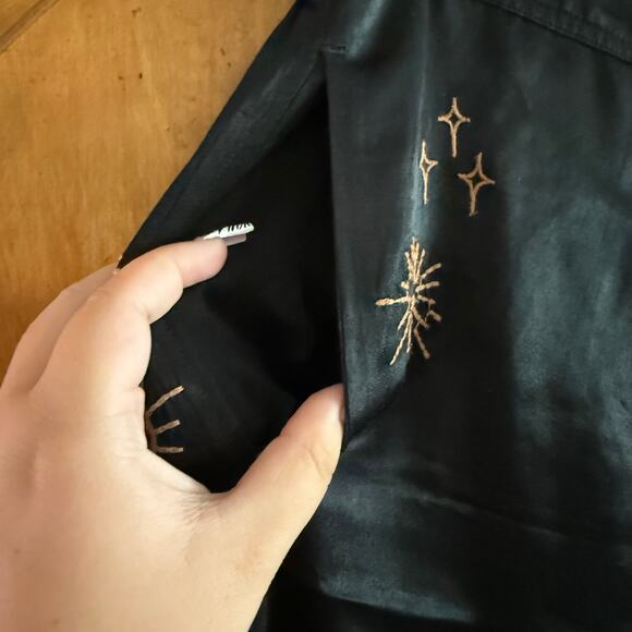 Johnny Was celestial Estrella wide leg satin cargo pants silk blend S small - Picture 5 of 16